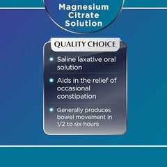 Quality Choice Magnesium Citrate cherry flavor bottle highlights the flavor option for easier relief.