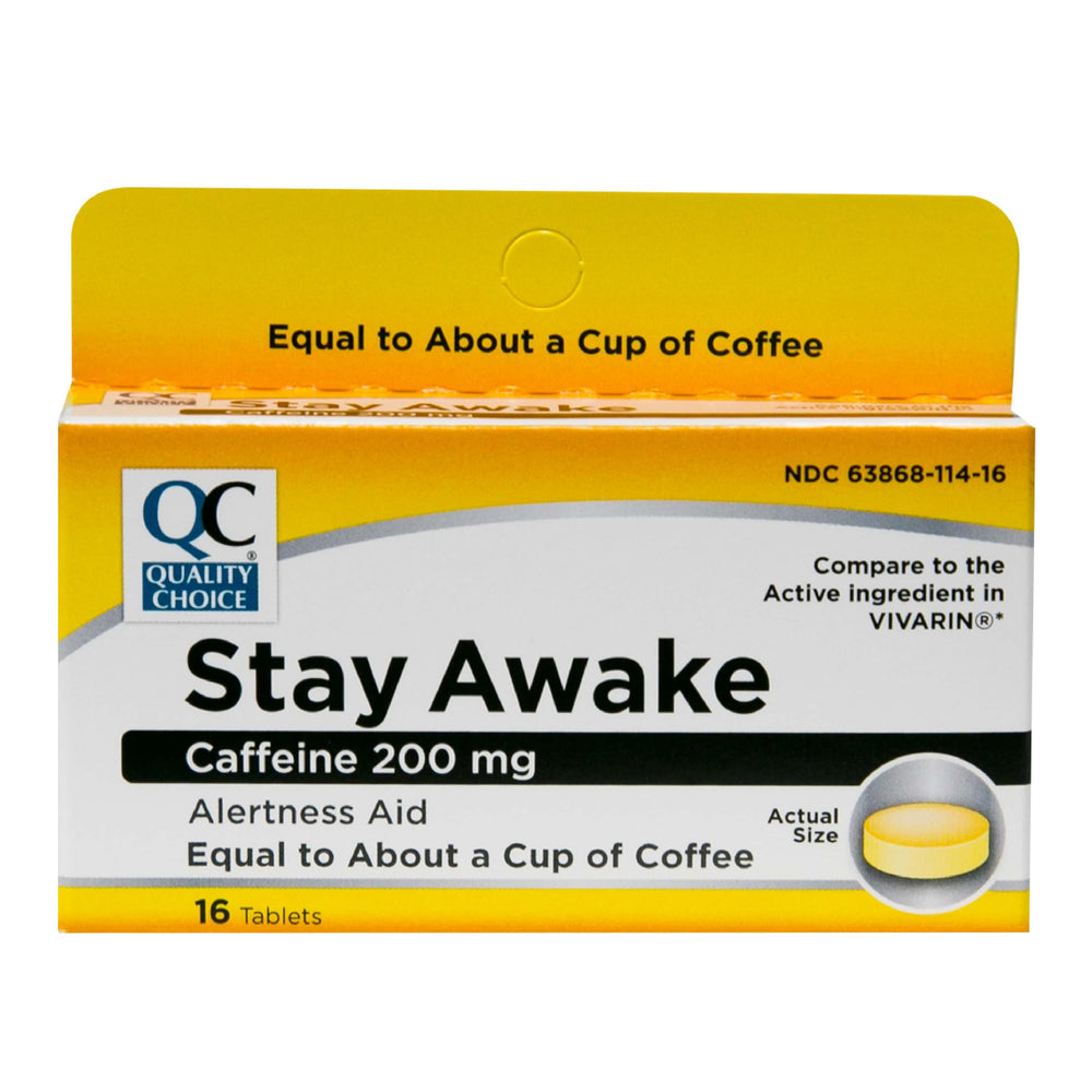 Quality Choice Stay Awake bottle front view for quick energy.