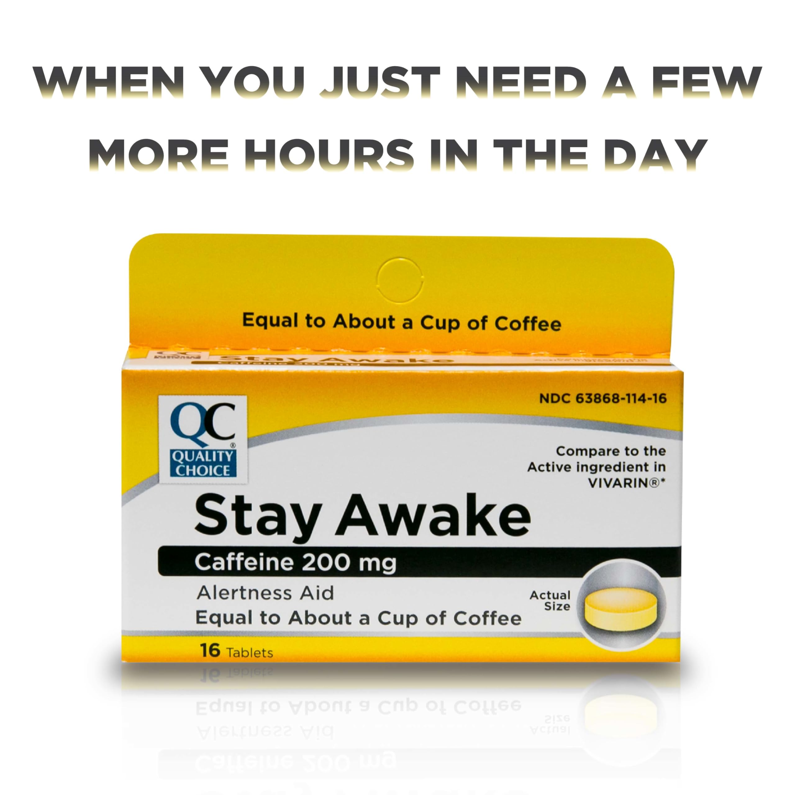 Quality Choice Stay Awake 16-count pack for on-the-go energy.