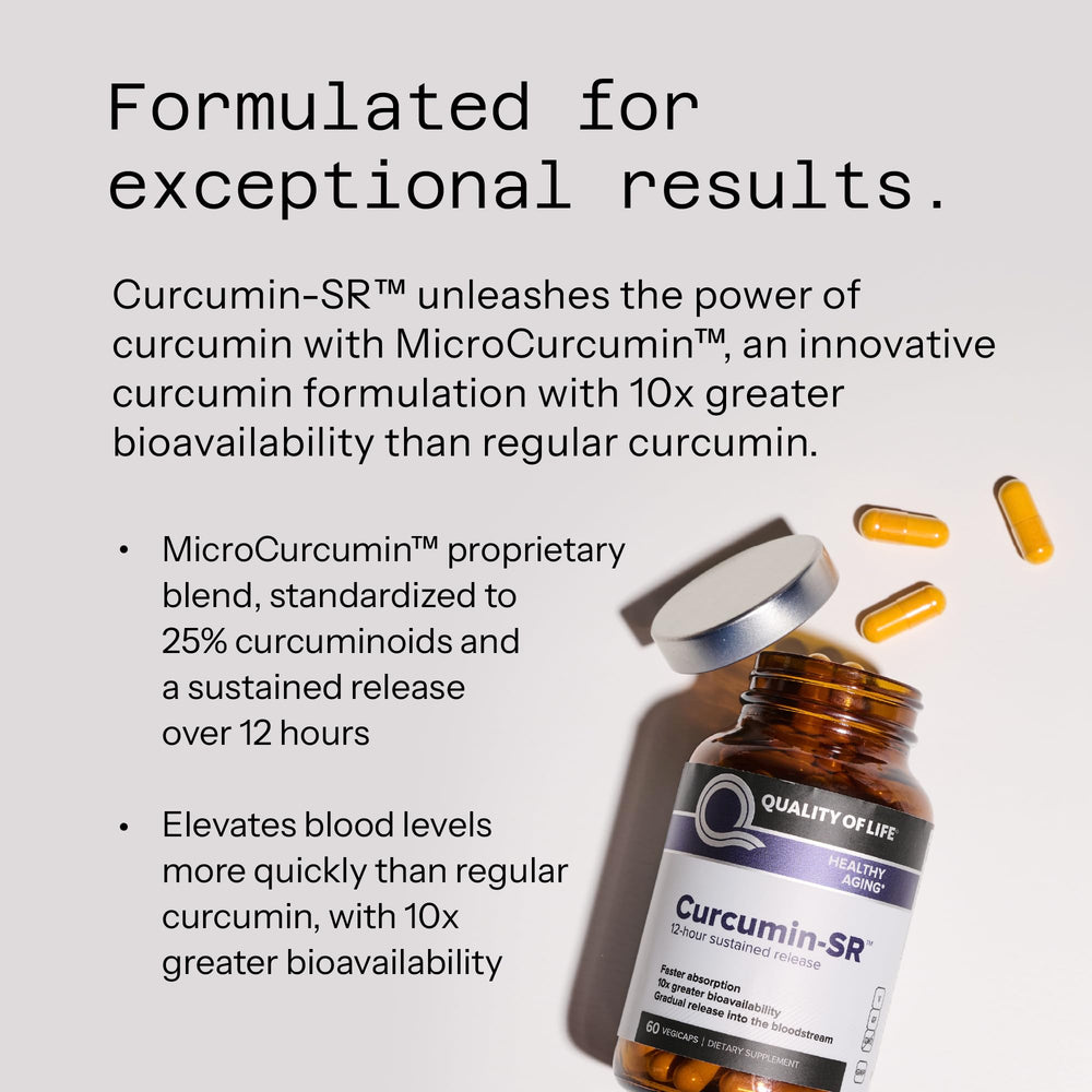 Quality of Life Curcumin-SR microcurcumin technology for improved absorption and extended levels.