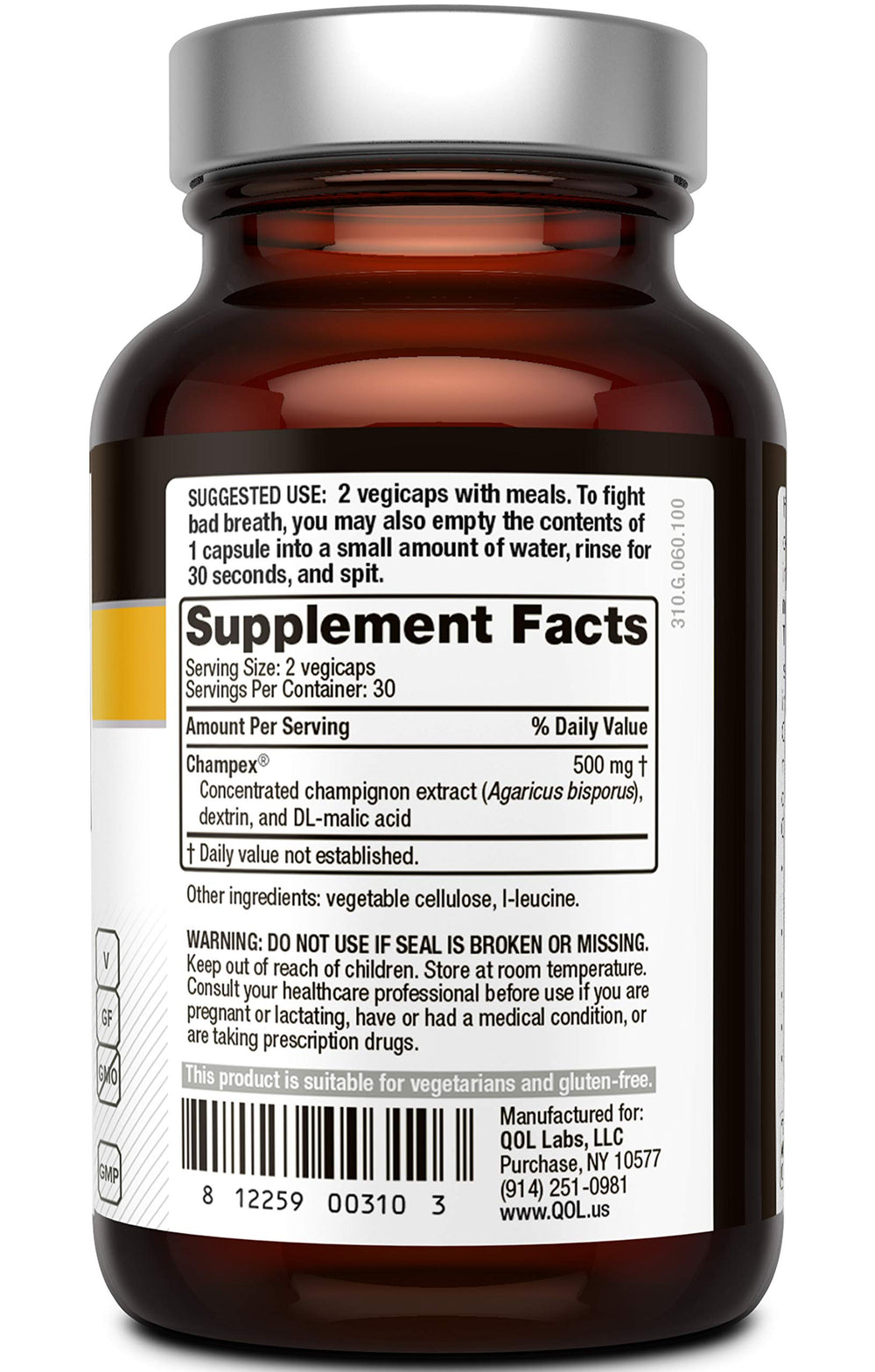 Quality of Life Deodorex capsules close-up for odor reduction.