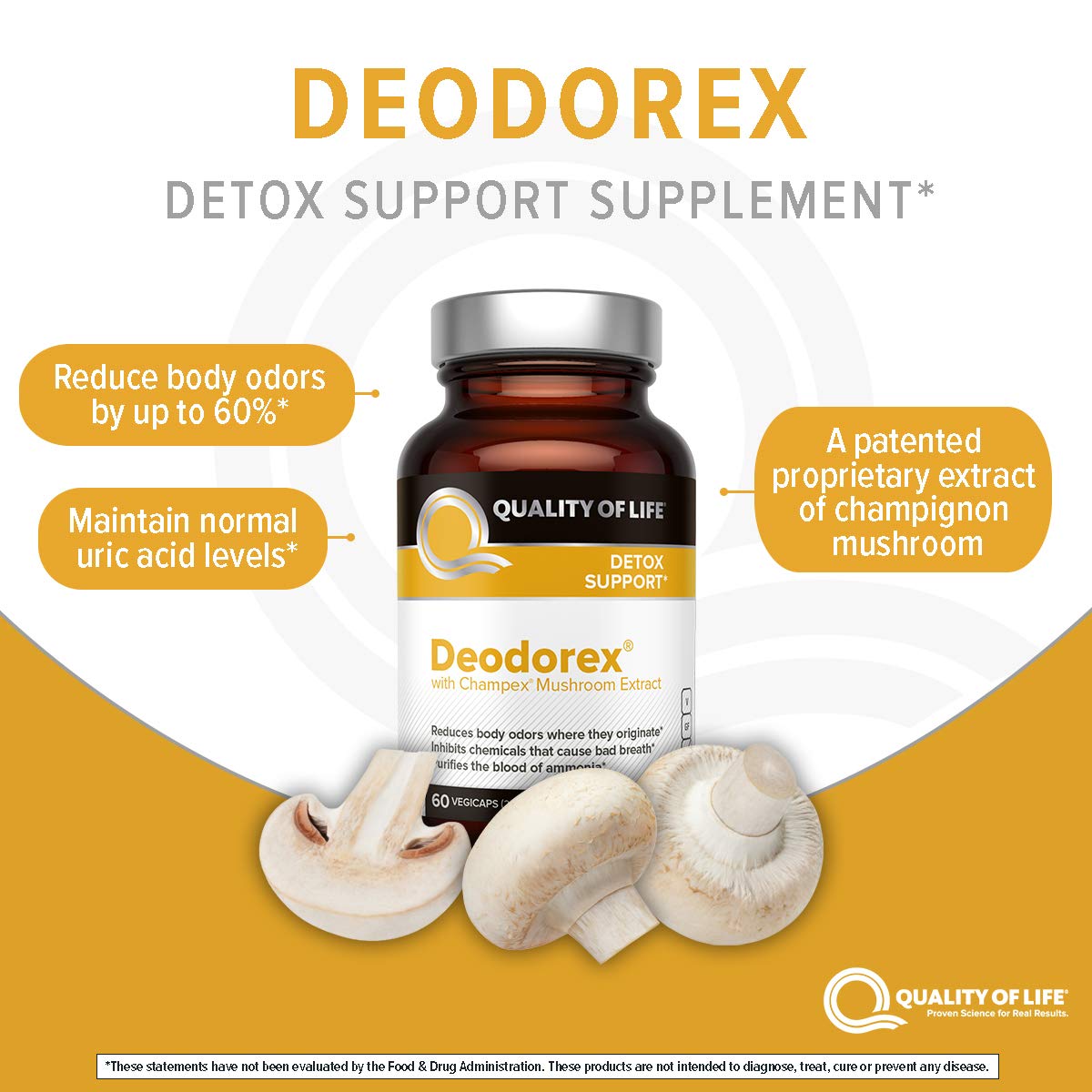 Quality of Life Deodorex daily-use capsules for detox support.