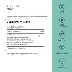 Quality of Life Kinoko Gold AHCC capsules close up for daily use.