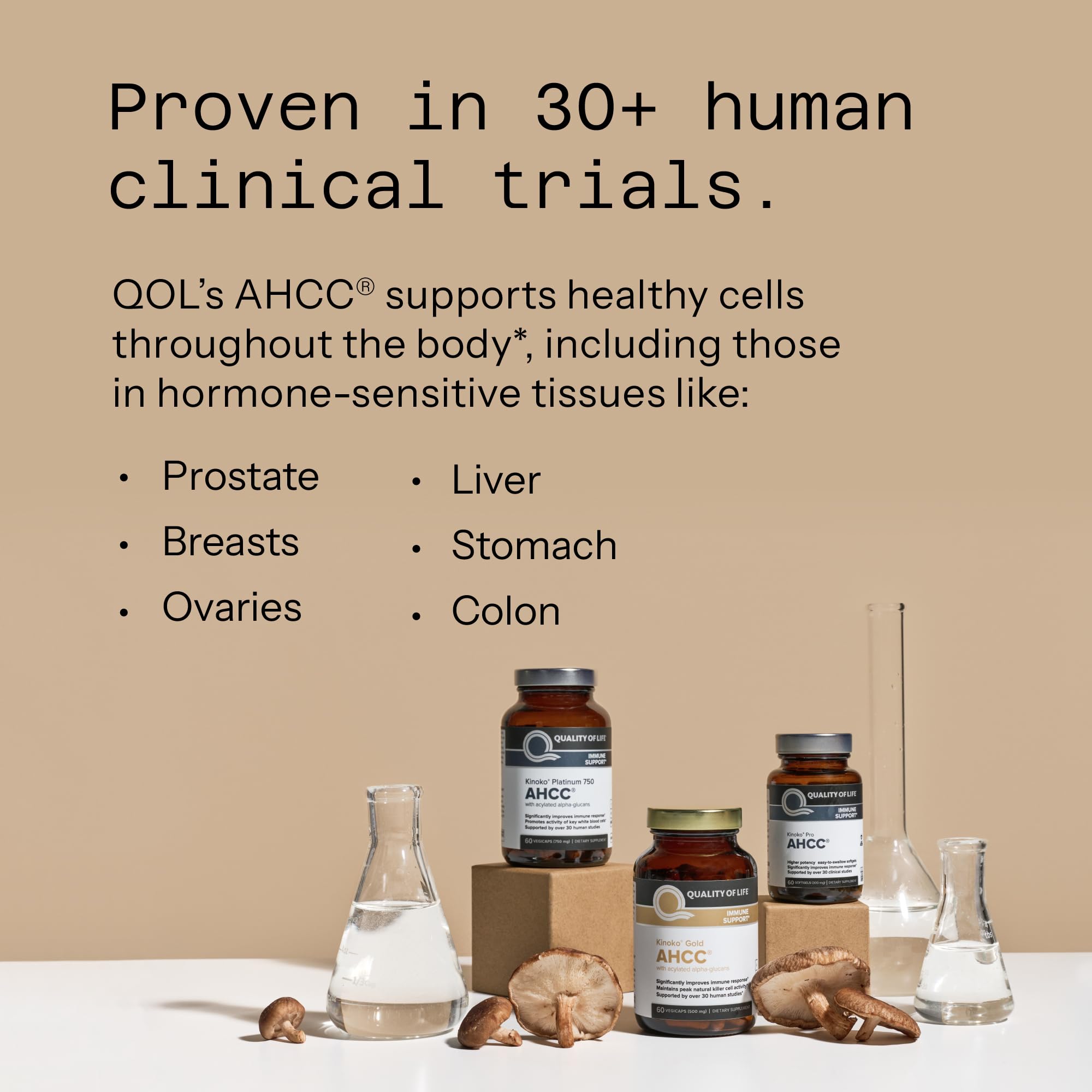 Quality of Life Kinoko Platinum AHCC clinical trials chart visualization for reference.