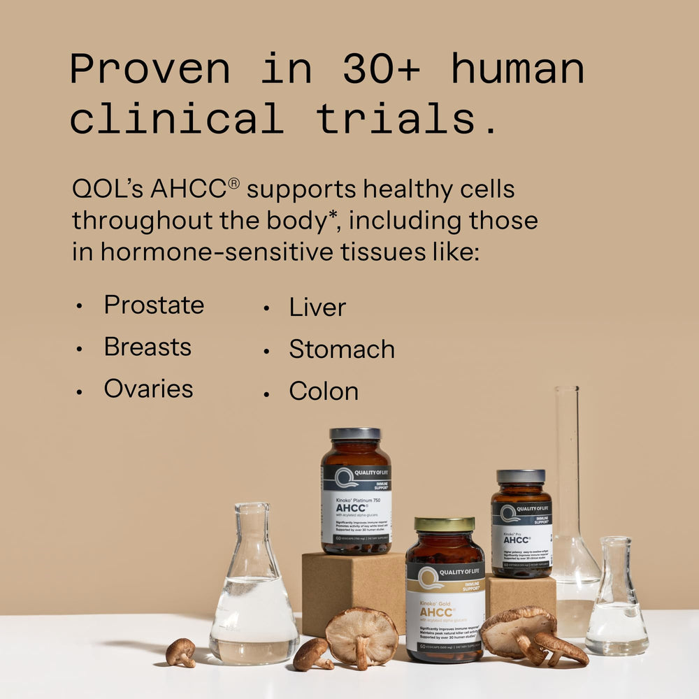 Quality of Life Kinoko Platinum AHCC clinical trials chart visualization for reference.