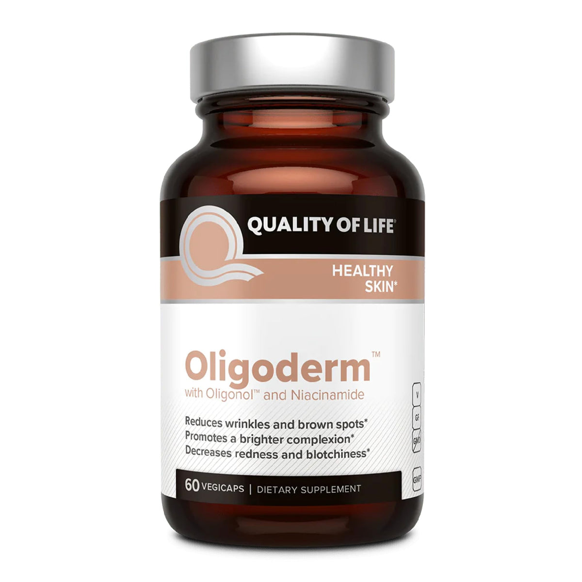 Quality of Life Oligoderm bottle front view signals premium skin support