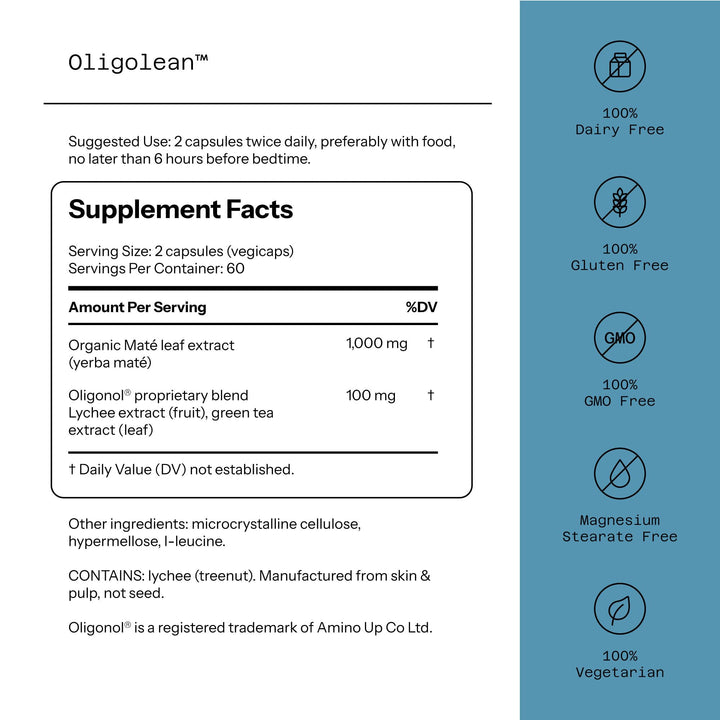 Quality of Life Oligolean capsules pour highlighting easy-to-swallow vegiecaps daily use.