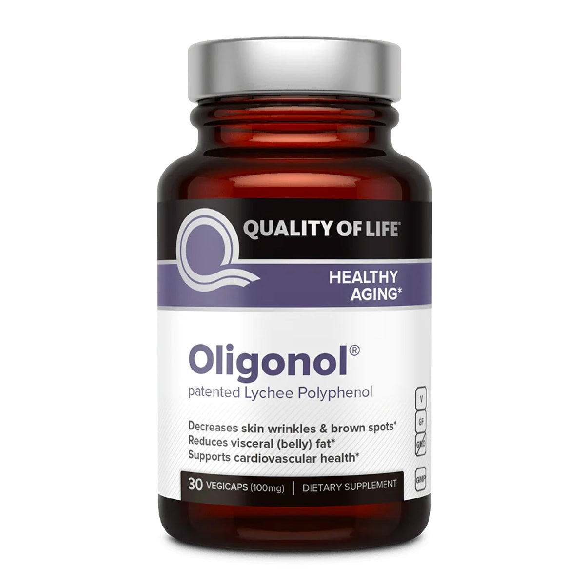 Quality of Life Oligonol lychee capsules supporting immune health and circulation.