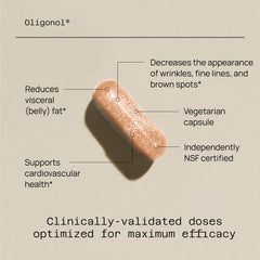 Quality of Life Oligonol polyphenol formula highlighting low-molecular-weight polyphenols for circulation.