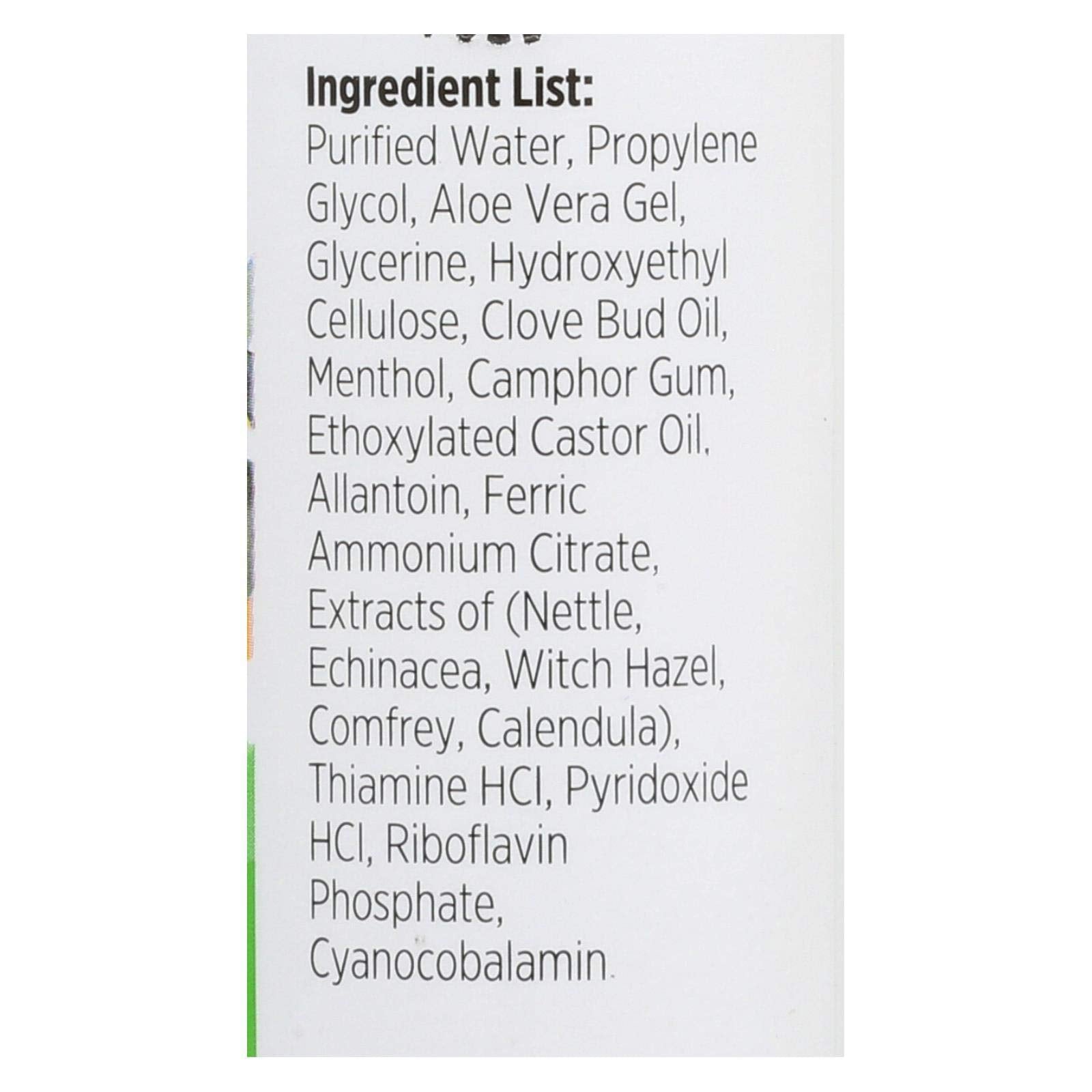 Quantum Buzz Away Itch Nix ingredients scene highlighting cedarwood, citronella, and peppermint oils for outdoor use.