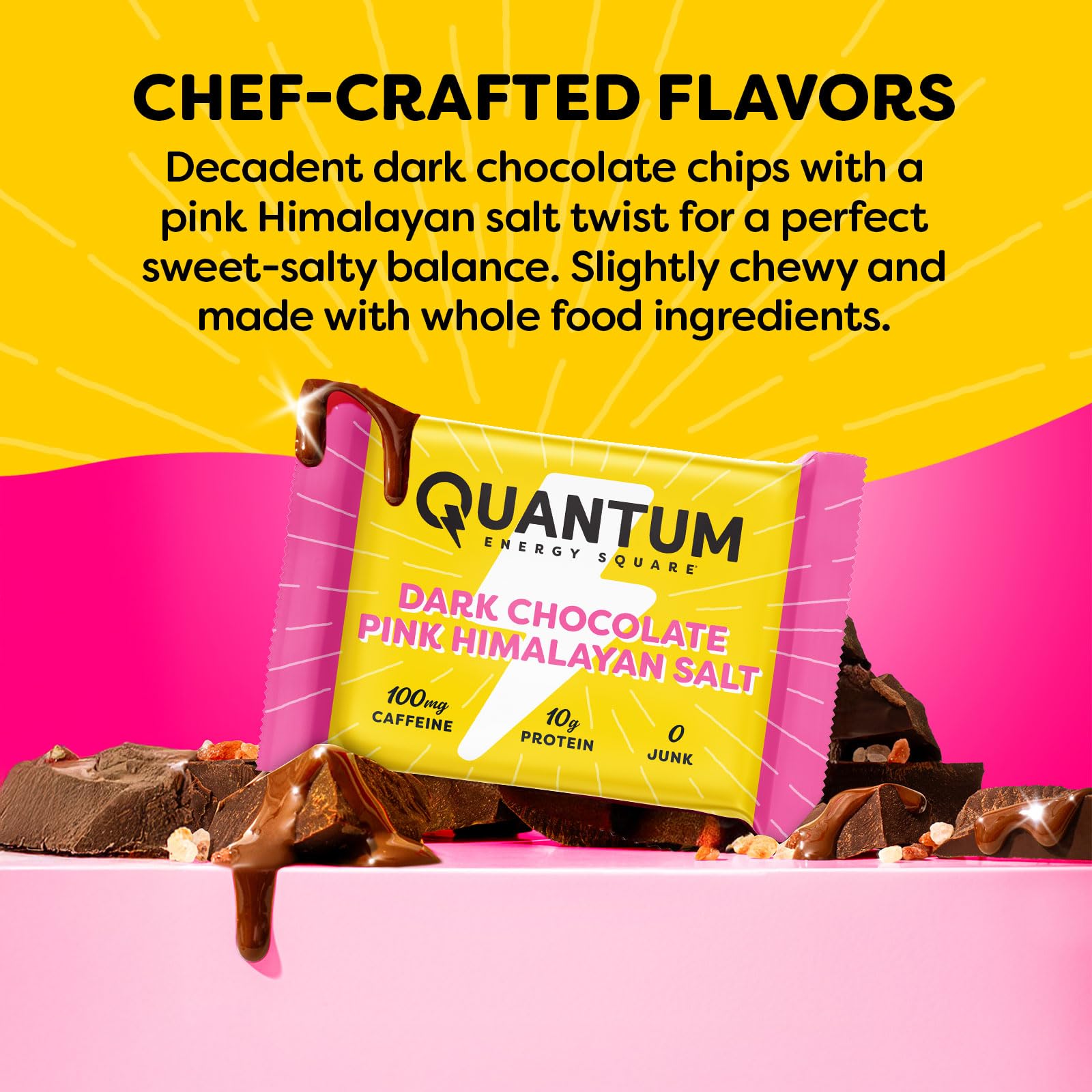 Quantum Energy Squares bar bite image suggests a satisfying mid-day pick-me-up.