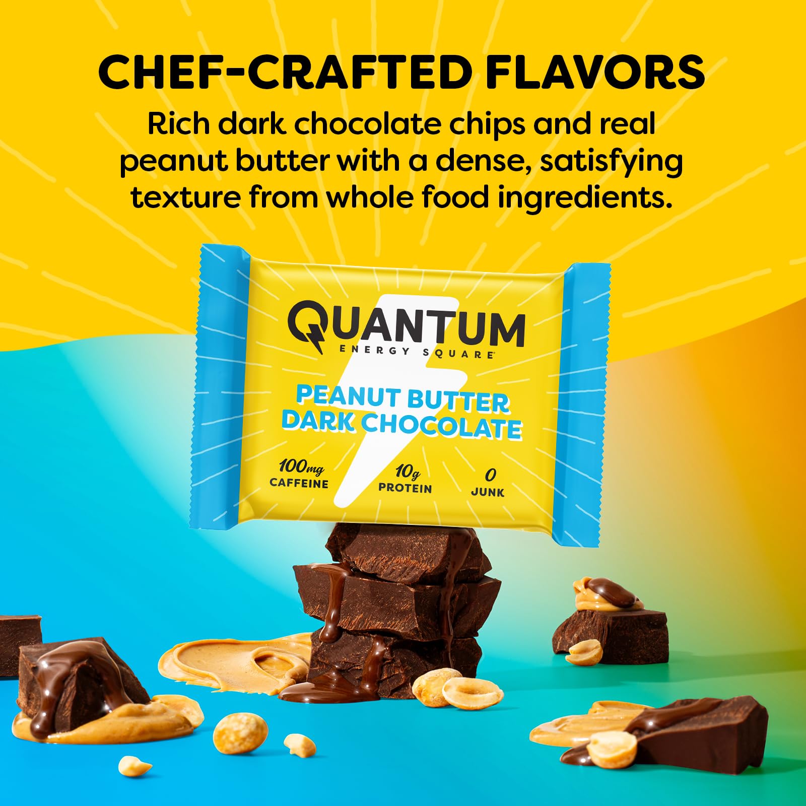 Creamy nut butter swirl on Quantum Energy Squares signals rich flavor and protein.
