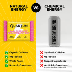 Quantum Energy Squares ingredients shot reveals nuts, fruits, and seeds for wholesome nutrition.
