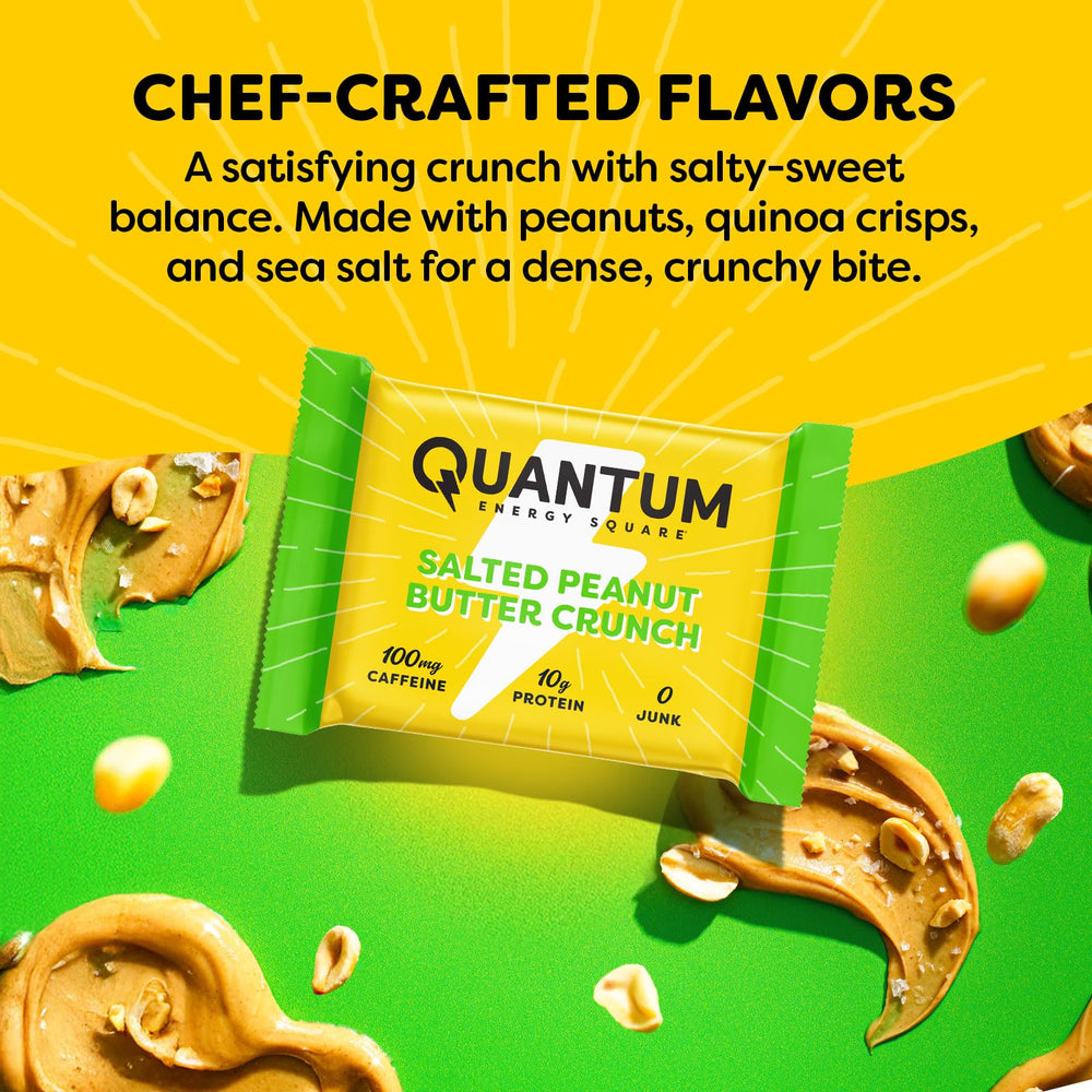 Quantum Energy Squares on-the-go packaging with visible bar.