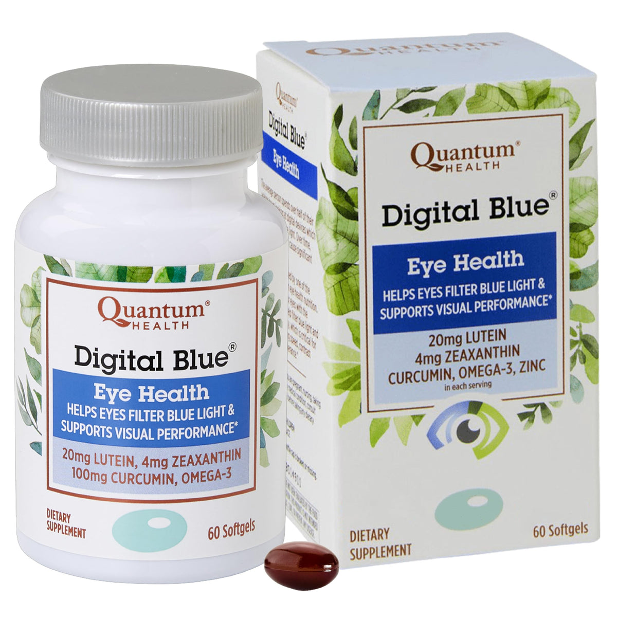 Quantum Health Digital Blue softgel bottle for daily blue light support.