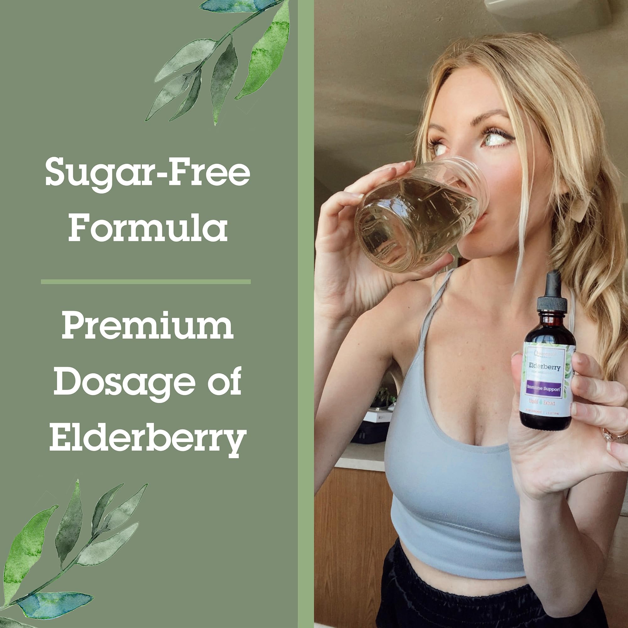 Quantum Health black elderberry fruit closeup signals natural antioxidant-rich ingredients.