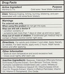 Quantum Lysine Cream ingredients list with natural oils.
