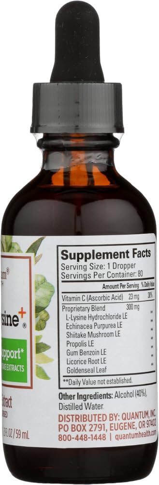 Quantum Lysine liquid 2oz bottle packaging, travel-friendly