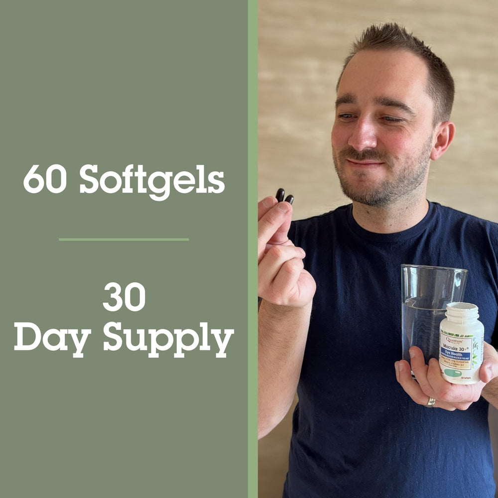 Quantum Macula 30+ 30-day supply image highlighting consistent daily intake.
