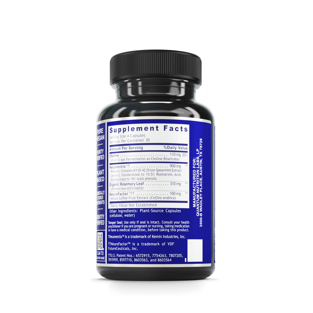 Quantum Nutrition Brain Prodigy bottle label close-up with ingredients