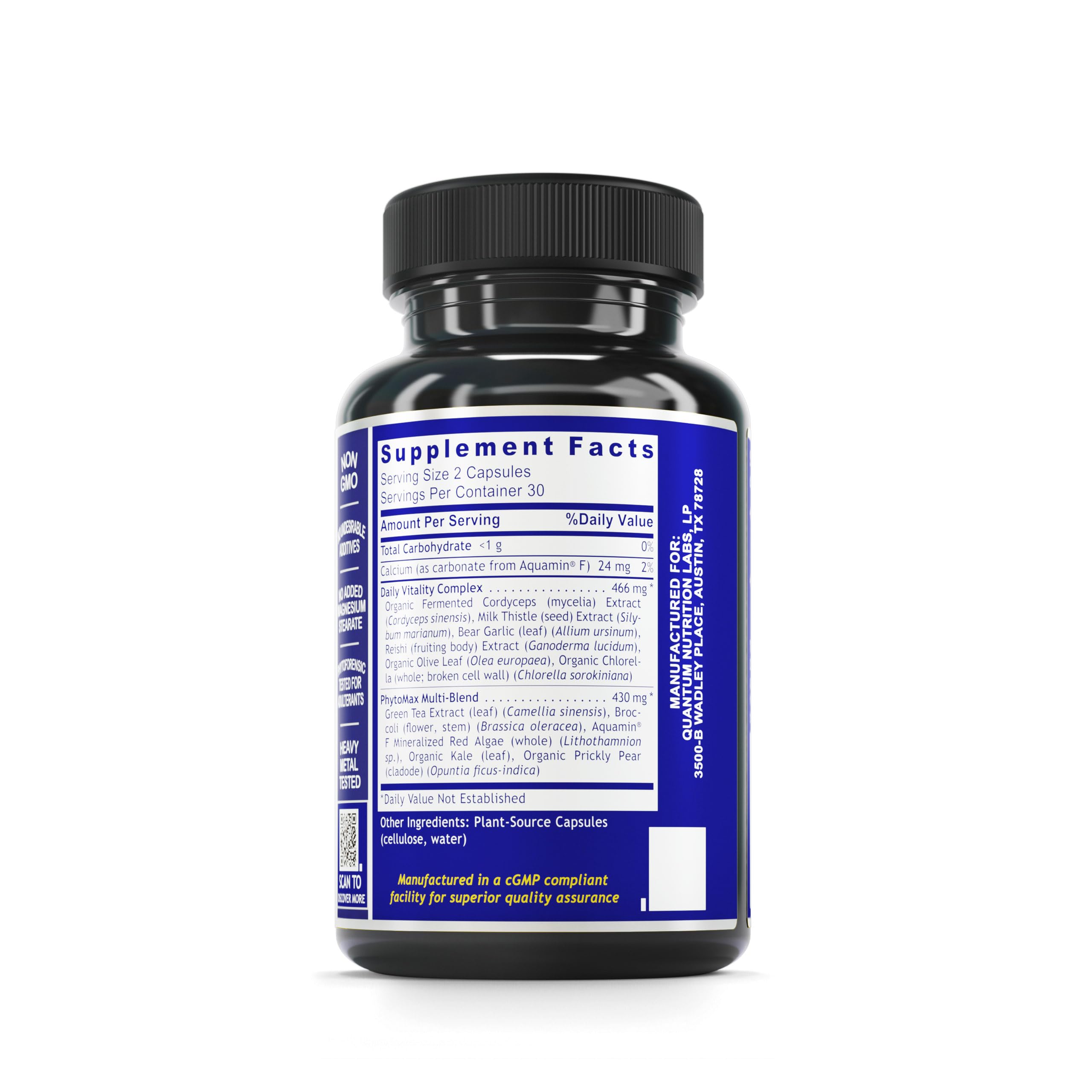 Quantum Nutrition Daily Multivitamin capsules arranged for convenient daily nutrition.