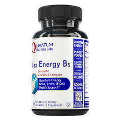 Quantum Nutrition Max Energy Bs bottle front with label for daily vitality support.