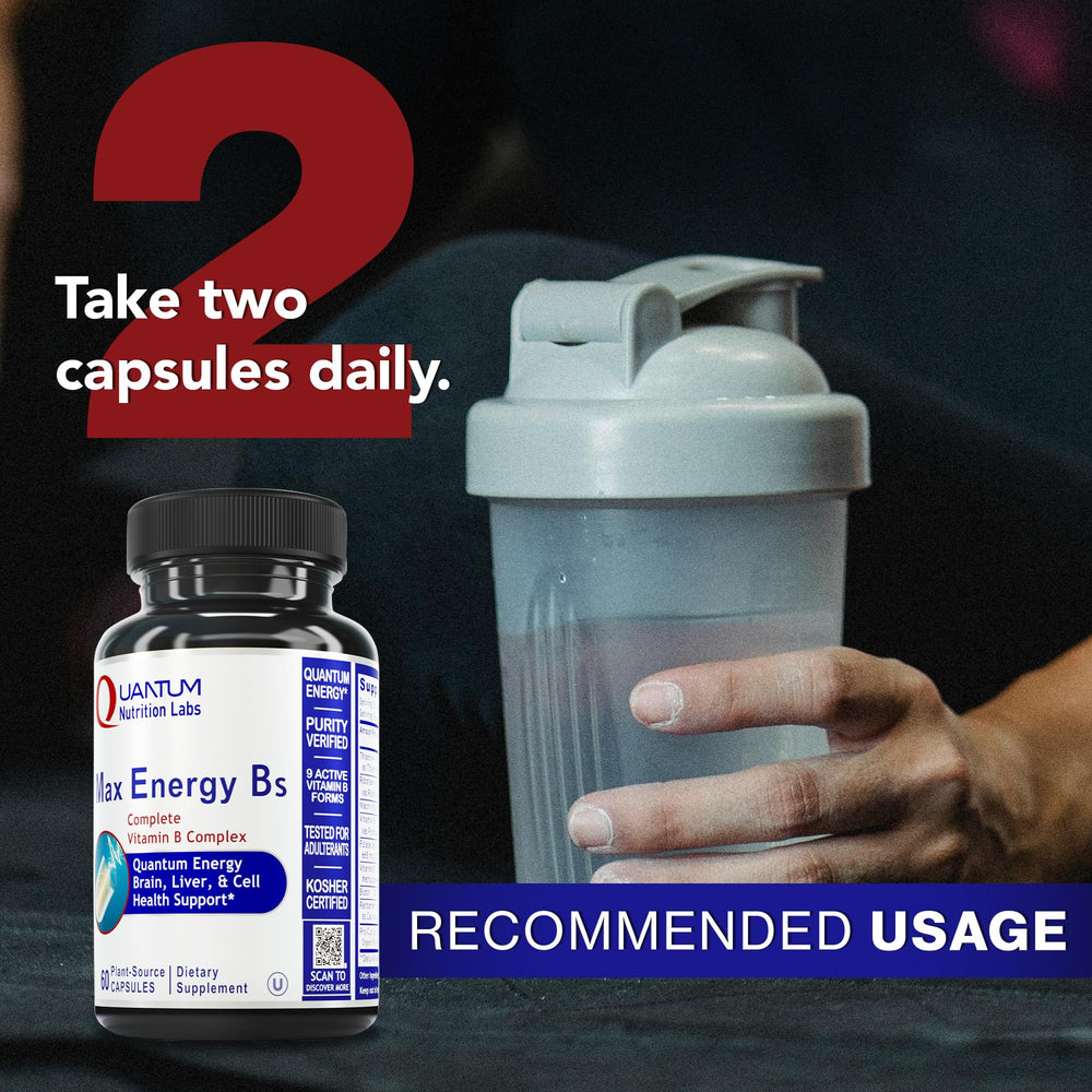 Quantum Nutrition Max Energy Bs bottle cap and seal ensuring freshness.