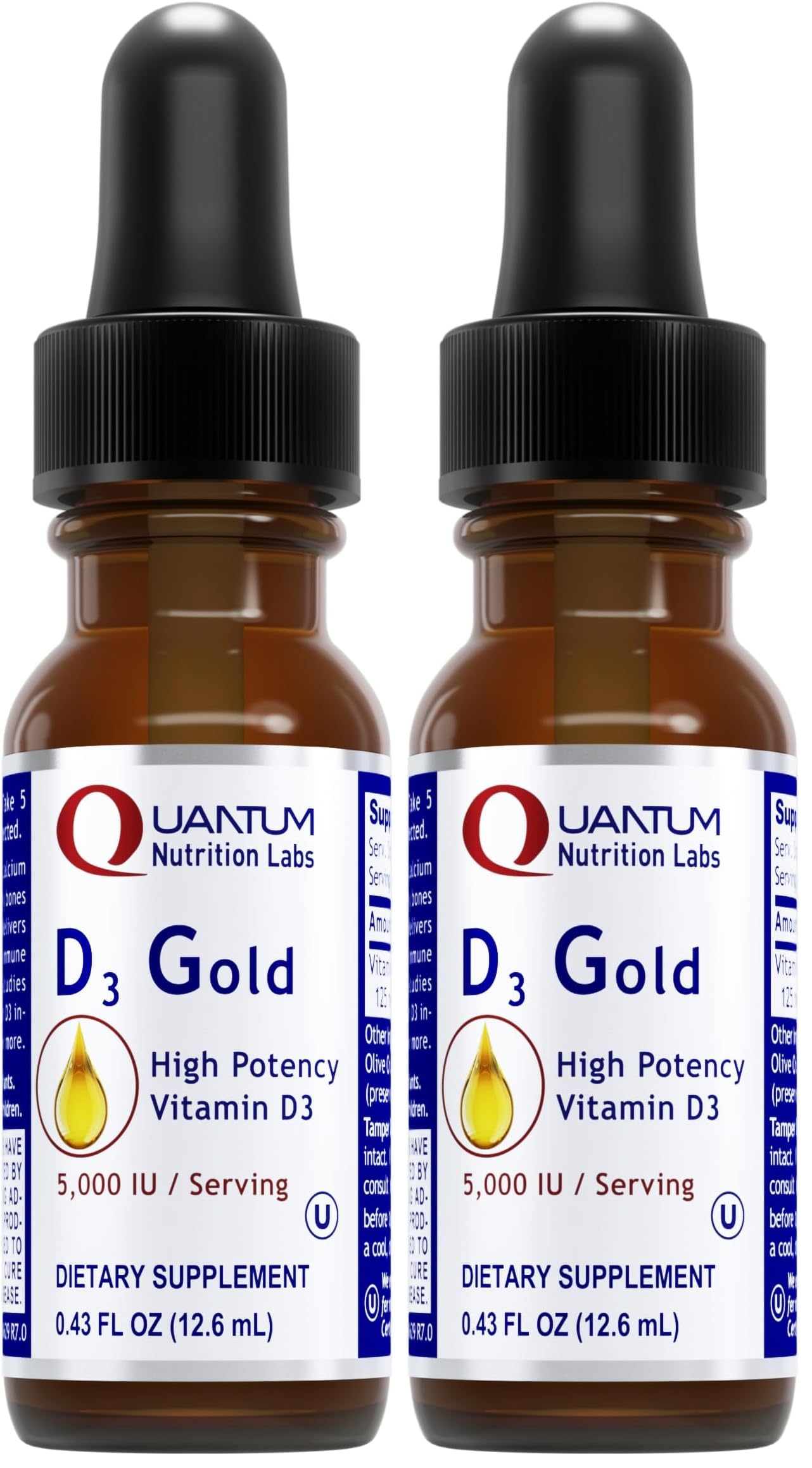 Quantum Nutrition QNL D3 Gold bottle front for premium bone support packaging