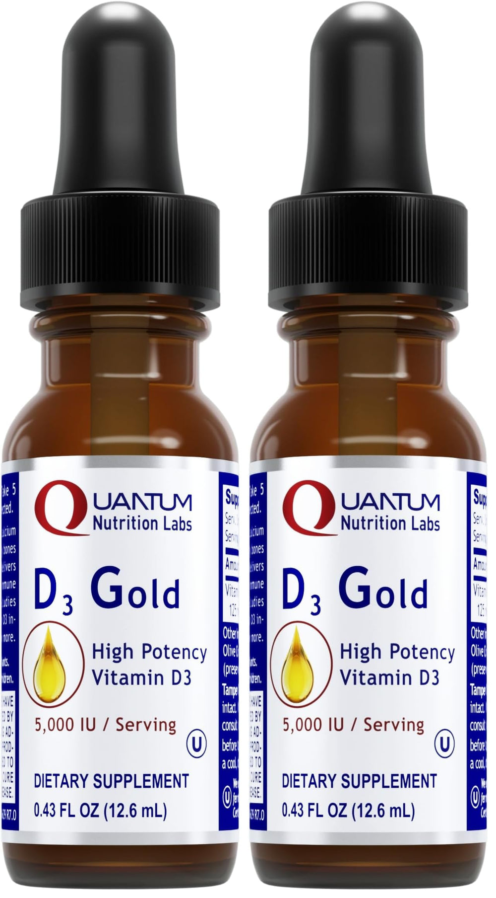 Quantum Nutrition QNL D3 Gold bottle front for premium bone support packaging
