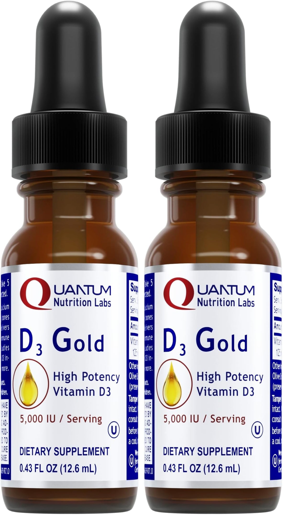 Quantum Nutrition QNL D3 Gold bottle front for premium bone support packaging