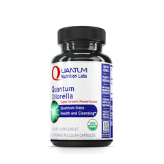 Quantum Nutrition Quantum Chlorella bottle pour shows detox-friendly packaging