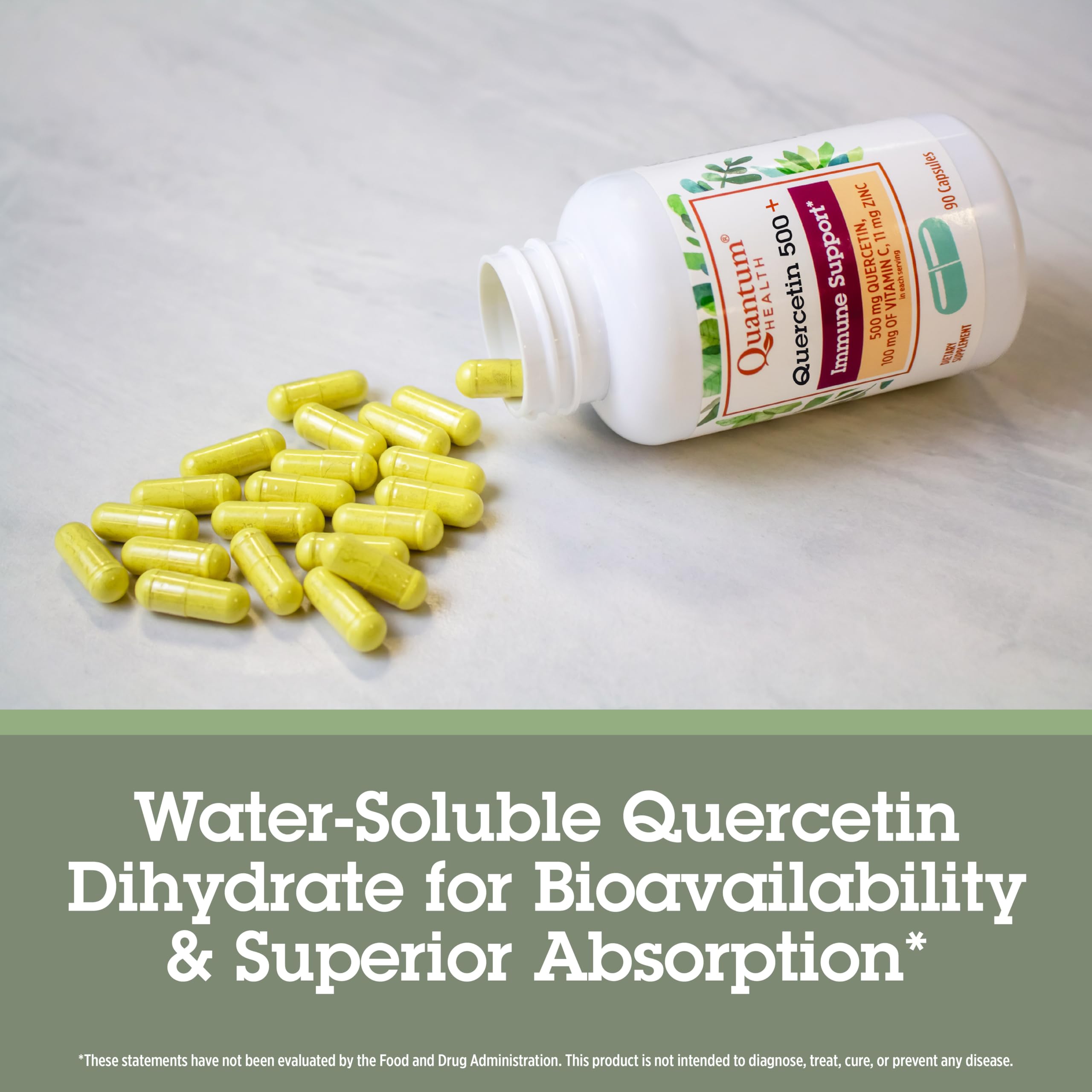 Quantum Quercetin 500+ nutrition facts panel.