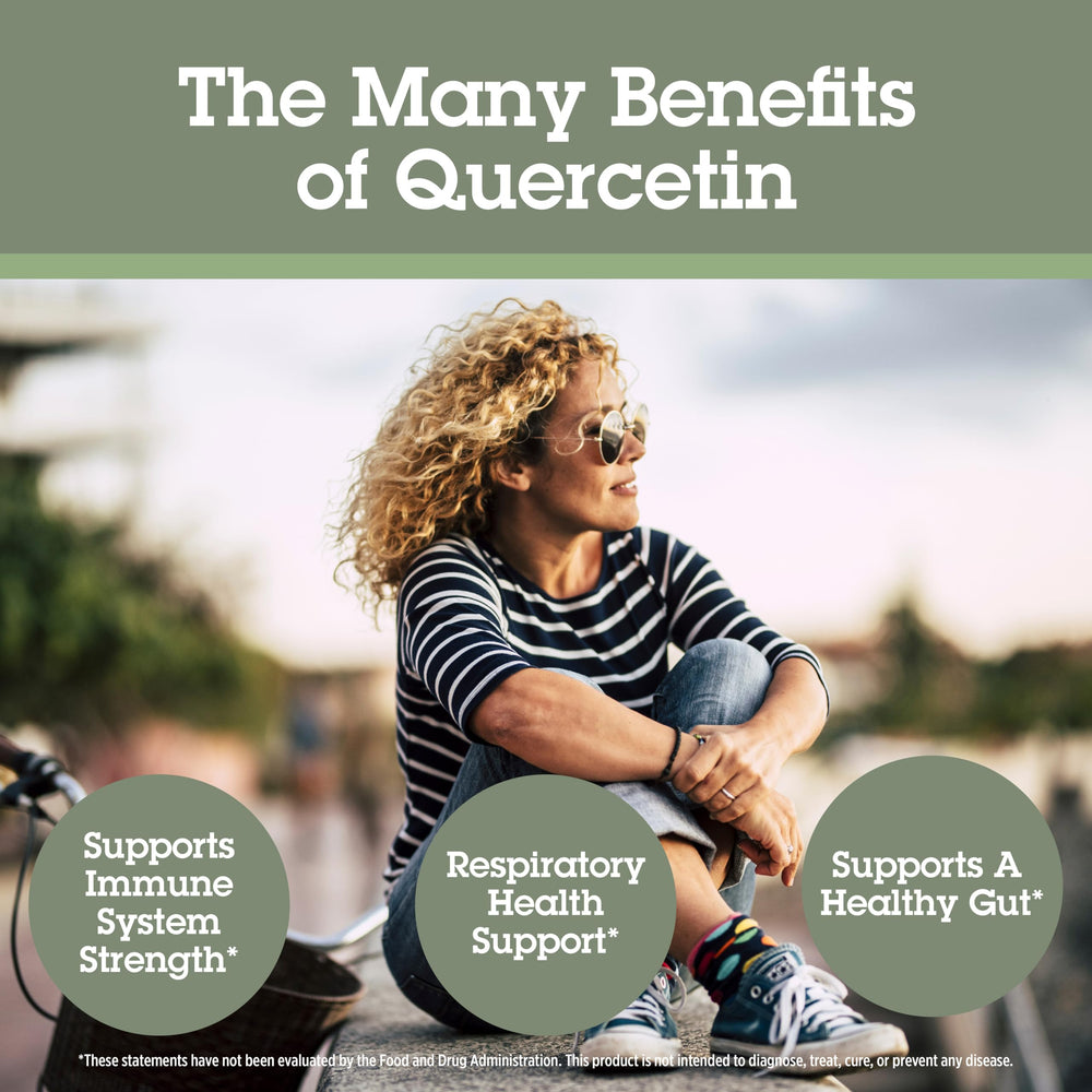 Quantum Quercetin+ 750mg daily dose on a clean countertop.