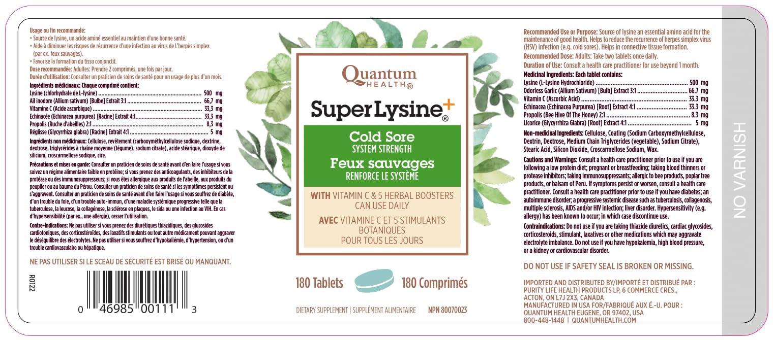 Quantum Super Lysine close-up highlighting immune nutrients.