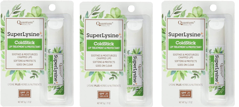 Quantum Super Lysine Plus+ ColdStick SPF 21 for daily lip protection and hydration.