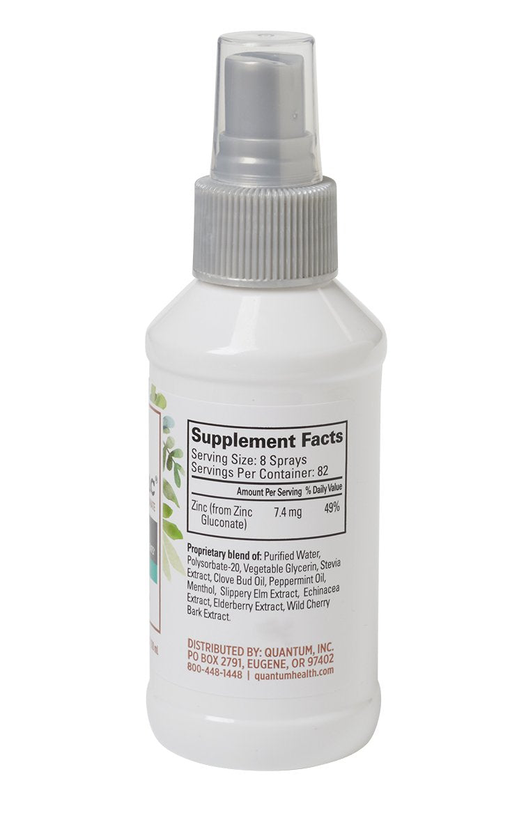 Quantum TheraZinc label highlights elderberry and echinacea ingredients.
