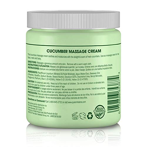 Close-up of Queen Helene cucumber massage cream texture for body and facial massage.