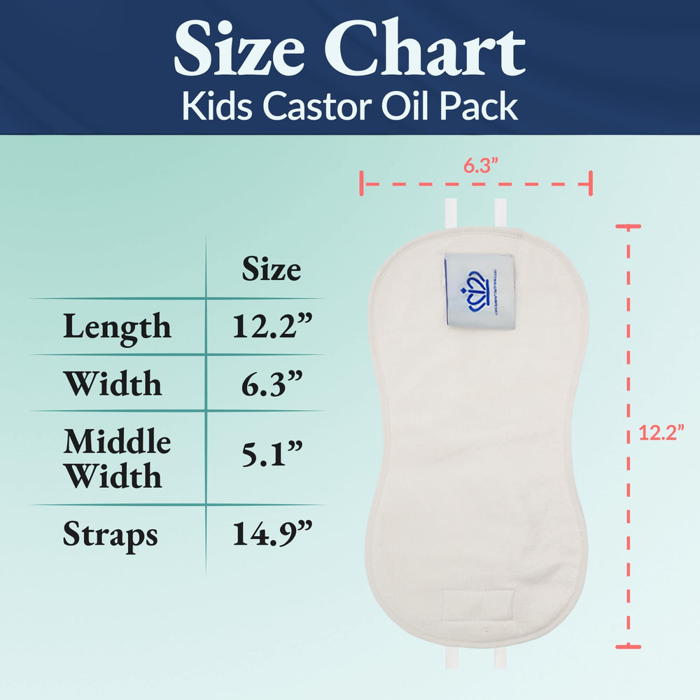 Queen of the Thrones Castor Oil Pack for Kids worn on the body during a calm daily routine.