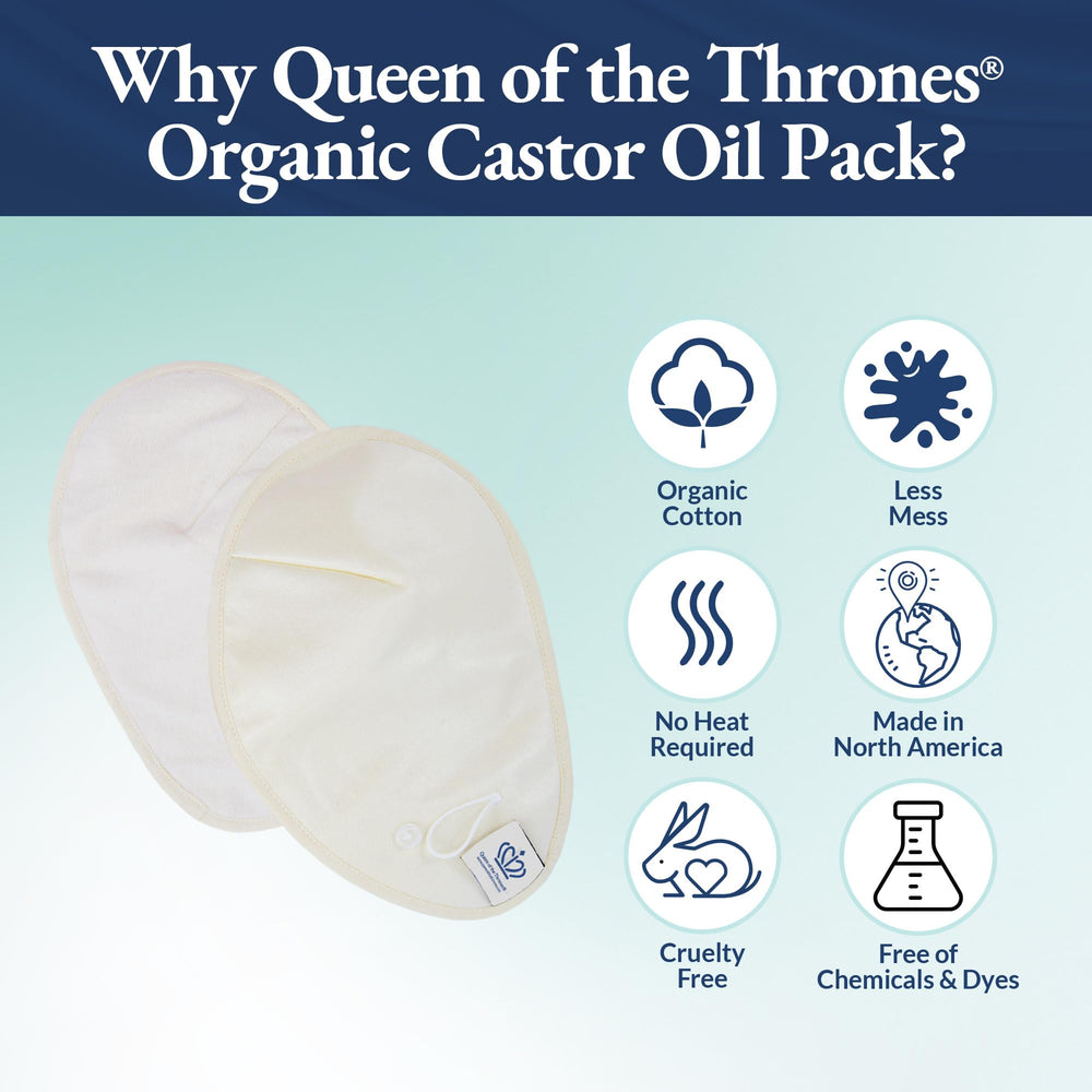 QUEEN OF THE THRONES Castor Oil Pack Large attached to bra strap for secure wear