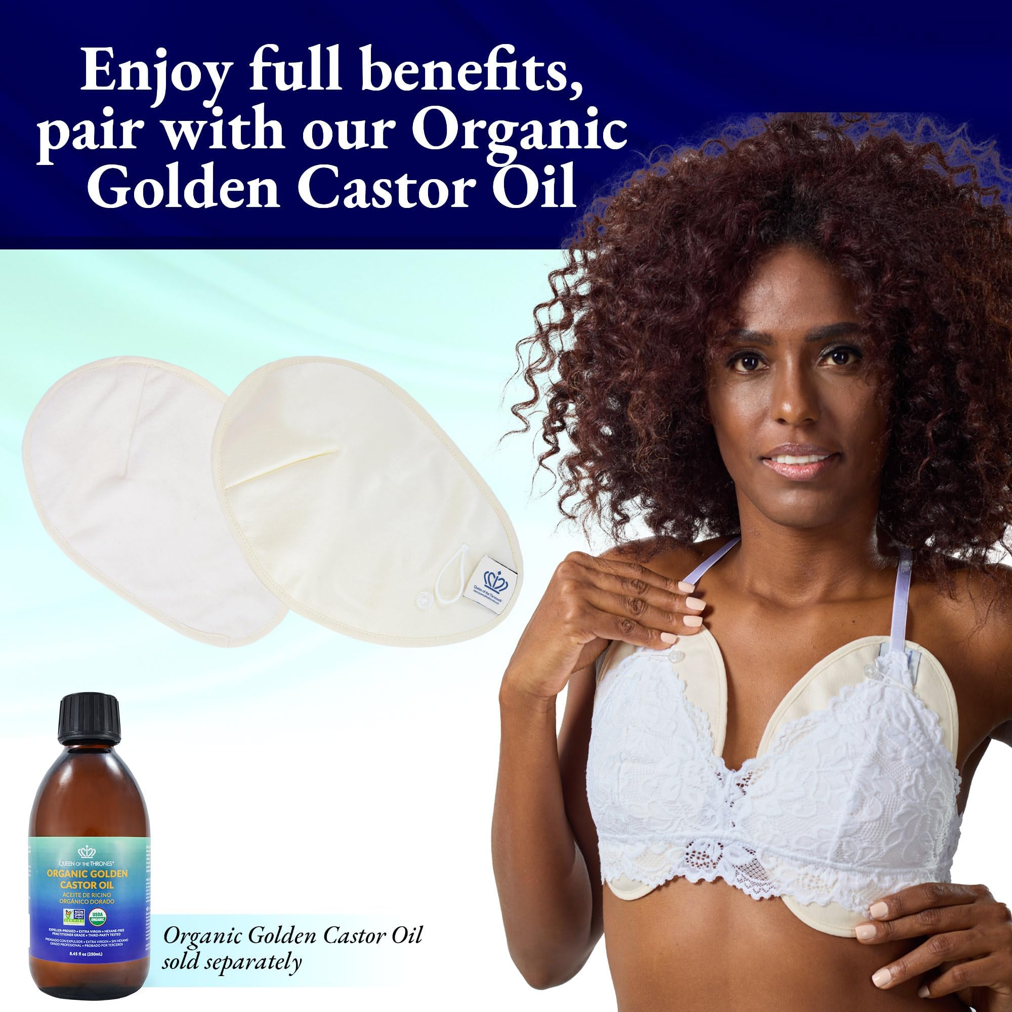 Reusable design of QUEEN OF THE THRONES castor oil pack supports sustainable self-care