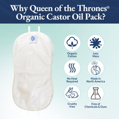 Queen of the Thrones Castor Oil Pack soft nylon straps support gentle fit.