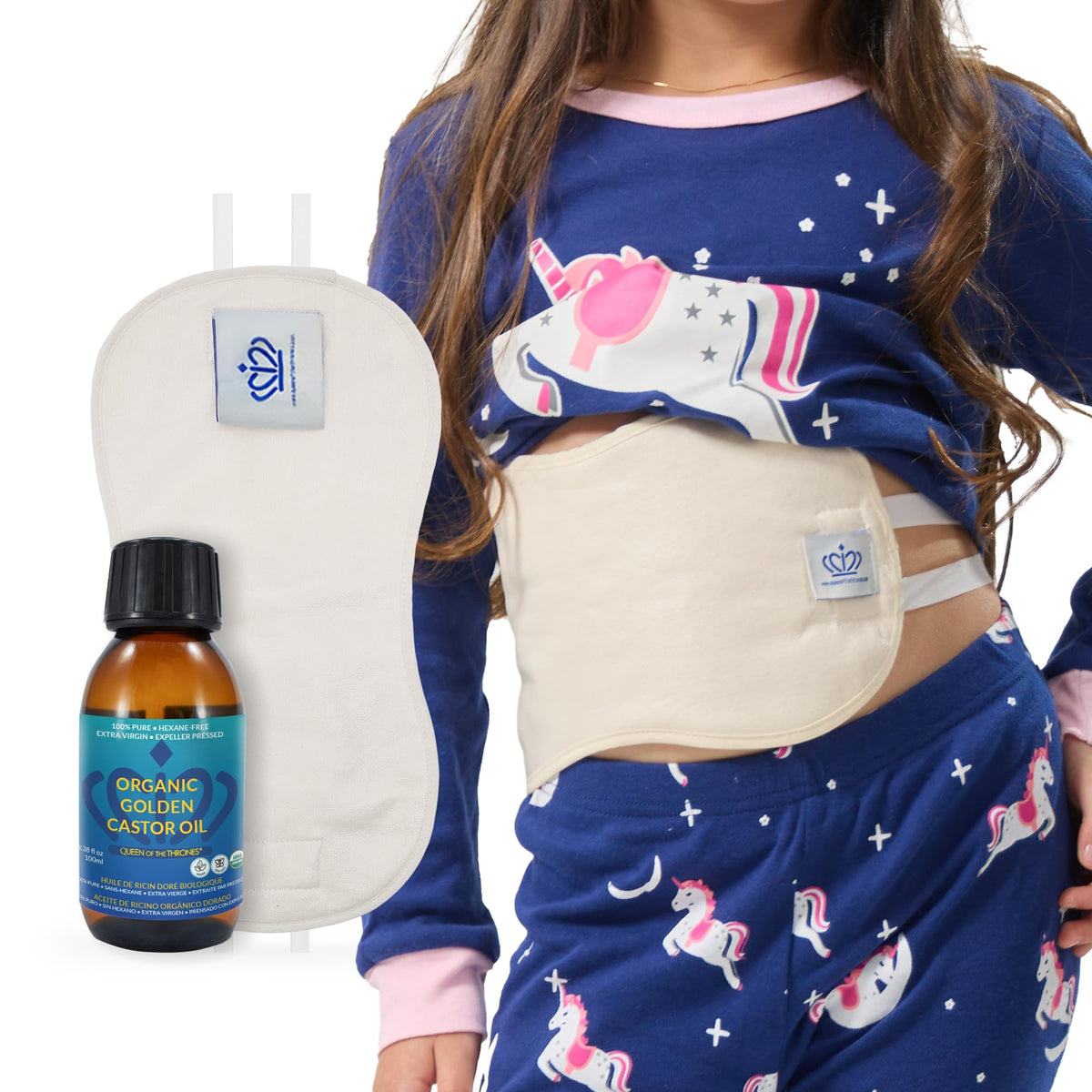 QUEEN OF THE THRONES Castor Oil Pack for Kids inner cotton flannel offers gentle touch