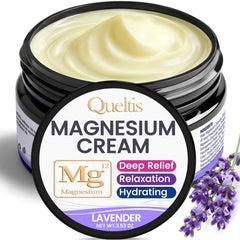 QUELTIS Magnesium Cream bottle on a surface with smooth texture