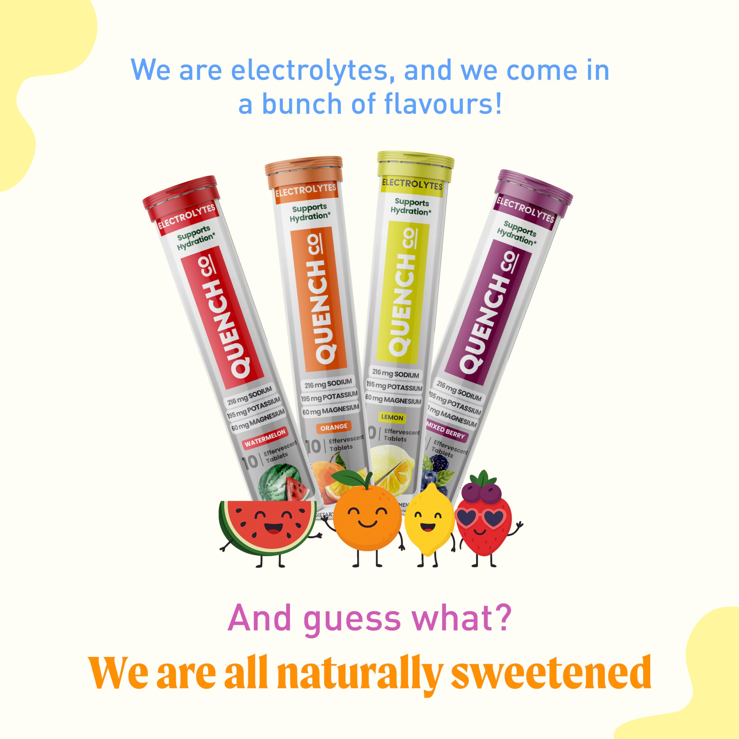 Quench Electrolyte Tablets Lemon tube adds bright flavor to hydration.