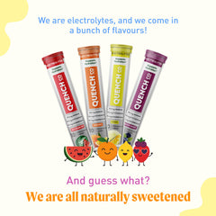Quench Electrolyte Tablets Lemon tube adds bright flavor to hydration.
