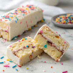 Quest Birthday Cake Bar in a gym bag ready for post-workout or quick snack.