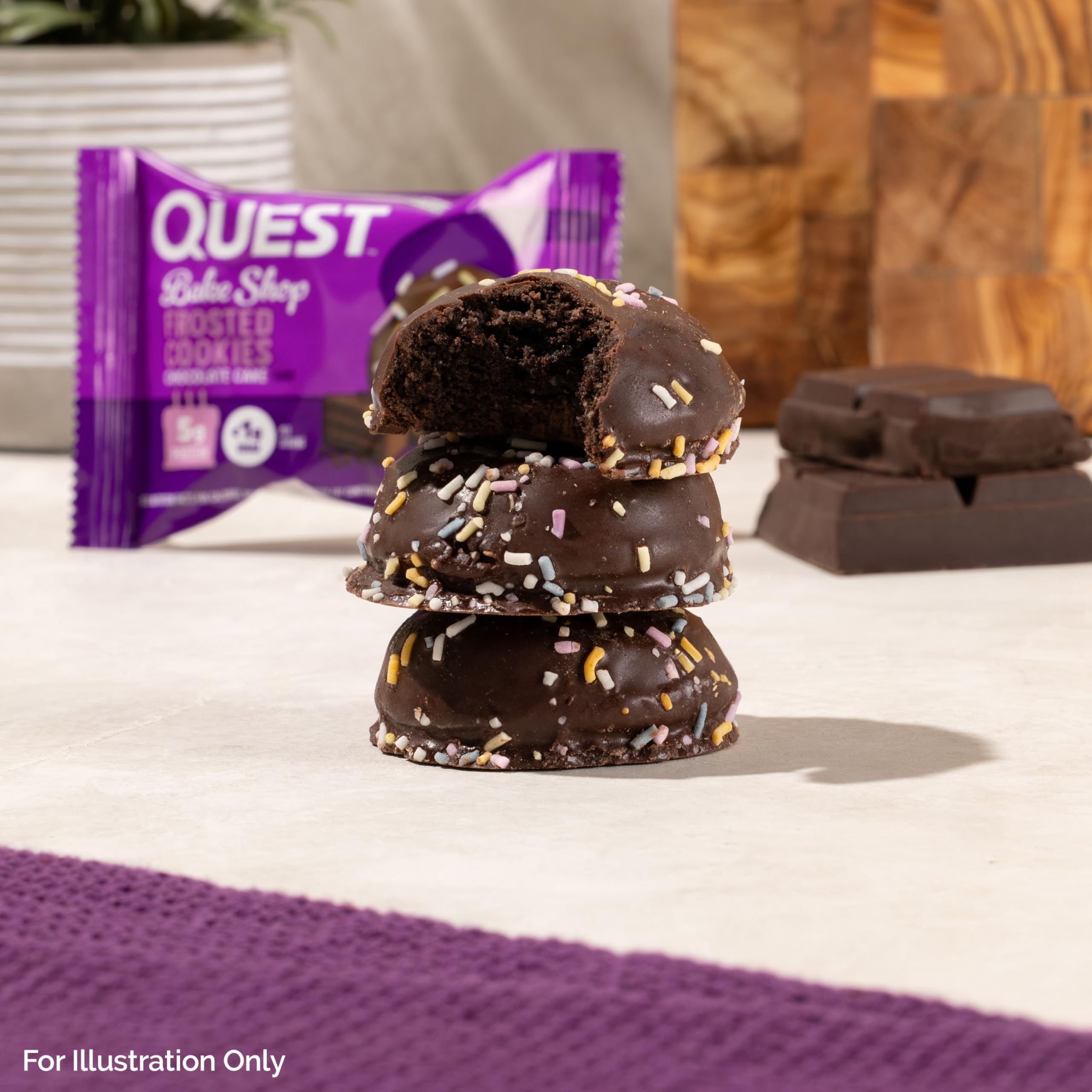 Quest Frosted Chocolate Cake cookie with 11g protein per serving for a satisfying snack