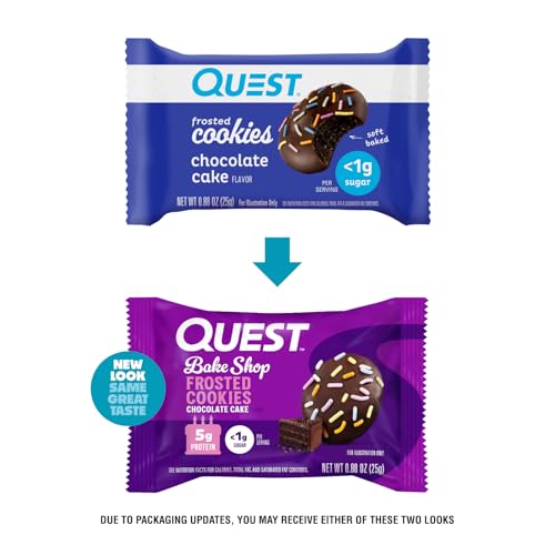 Quest Frosted Chocolate Cake cookie chocolate coating with sprinkles for a dessert-like bite