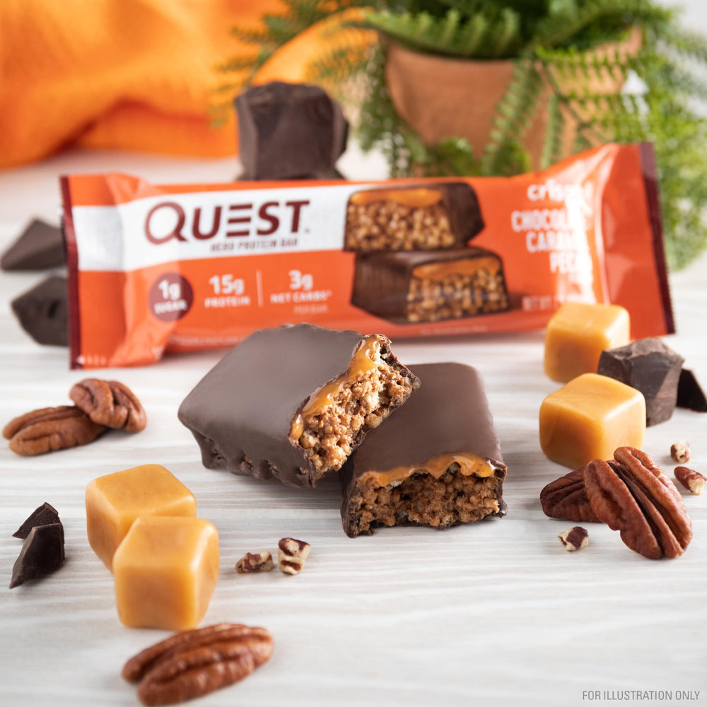 Quest bar nutrition panel highlights 15g protein and 1g sugar.