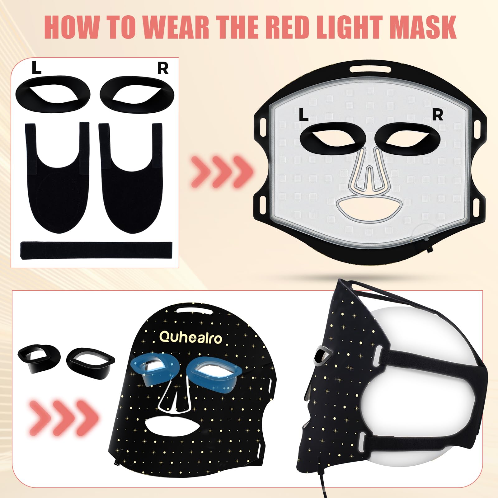 Quhealro mask enabling red and blue light options for balanced skin feel